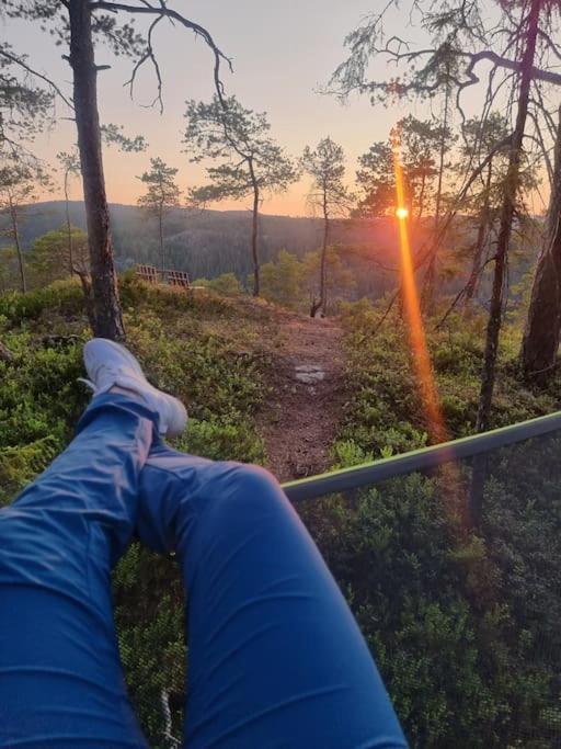 Treetop Ekne - Hytte I Skogen Med Hengebru Hotell Levanger Exteriör bild