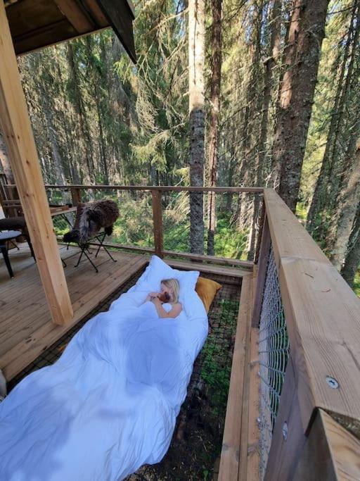 Treetop Ekne - Hytte I Skogen Med Hengebru Hotell Levanger Exteriör bild